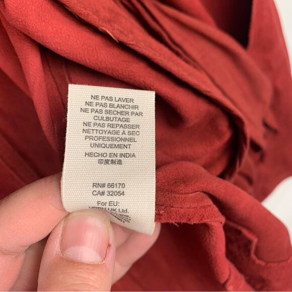 We The Free women's small Brooklyn Red goat suede leather Utility Jacket - Picture 9 of 12